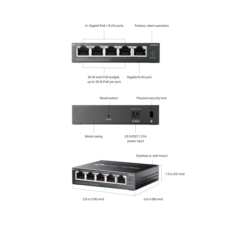 Switch Omada Pro PoE 5 ports Gigabit | Administrable