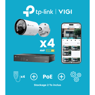 Kit Vidéo 4 caméras 4 MP TP-Link VIGI | Prêt à l’Installation