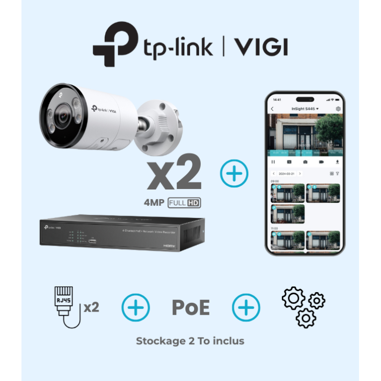 Kit Vidéo 4 caméras 4 MP TP-Link VIGI | Prêt à l’Installation