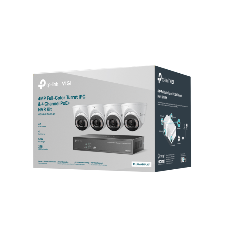 Kit vidéosurveillance 4 caméras extérieures TP-Link VIGI 4MP dans son emballage